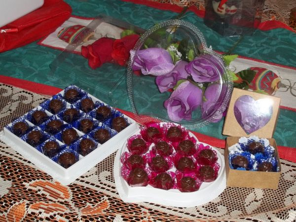 estojo com mini trufas